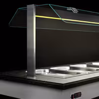 Banco buffet professionale refrigerato DUBLINO - 2000mm - con vasca refrigerata - su ruote - per 5x GN 1/1 - Nero granito - Self Service