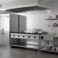 Fogão a gás - 42,5kW - 5 queimadores - aberto com base e gaveta de recolha - com queimadores de alto rendimento