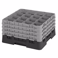 CAMBRO | CAMRACK® - Košara za pranje čaša 1/1 - 16 odjeljaka - Sa 4 produžetka - 500x500 mm - Crna boja