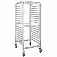 Inox profesionalna kolica s vodilicama za pekarske plehove - za 15 plehova 600x400 mm - kotači Ø 125 mm (2 s kočnicom)