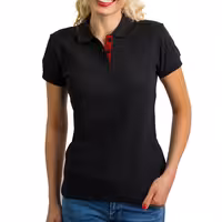 (5 pcs) Women’s Cotton Polo Shirt - Black - Size: L