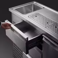 Direct Draw Beer Dispenser / Kegerator - 1 Stainless Door + 2 Drawers PREMIUM – 1 sink left - 1550×700 mm