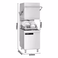 Double-Skinned Pass Through Dishwasher - Digital Controls - 7.1kW - with Detergent & Rinse Aid Dosing Pumps, Drain Pump