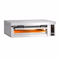 Electric Deck Pizza Oven Power - Single Deck - Refractory Stone Deck - 6 x Ø 34cm (13.4") - 230V 3 Phase - Digital Controls - up to 450°C - incl. Stainless steel hood