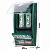Stanica za ispiranje očiju i Dozator flastera - Zeleno - s 2 bočice (2x500 ml) - s 85 flastera