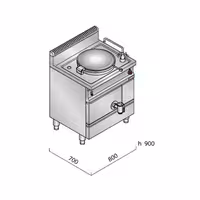 Plinski Kotao za kuhanje - 55 l - 15,5 kW - Direktno grijanje - s priključkom za vodu