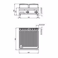 Gázüzemű rostlap - 20 kW - Bordázott - asztali - Professzionális