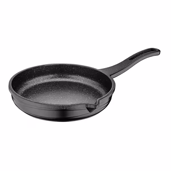 Panna - lietais alumīnijs - Ø 140 mm (14 cm) - Augstums: 28 mm - pretpiedeguma pārklājums - piemērota visām plīts virsmām, tostarp indukcijai - melna