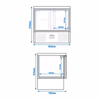 Rashladni pult PREMIUM - 903x700 mm - 240 l - Statičko hlađenje - s 2 vrata