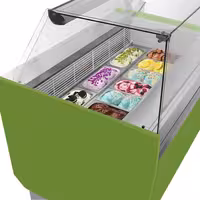 Ice Cream Display Freezer | LIAM - 1310mm - with LED lighting - for 10 x 5 litres Napoli pans - Light Green - Static cooling