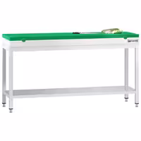 Table de travail inox PREMIUM - 2000 x 600 mm - avec tablette inférieure - incl. Planche à découper Verte