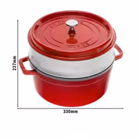 STAUB | Cocotte with Steamer Insert – Ø 260 mm – Cherry Red