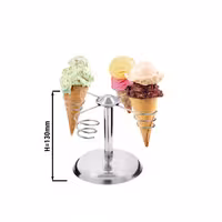 VG Ice Cream Cone Holder - 4-Cone - Stainless Steel - 175x175x130mm