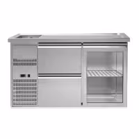 Pivski štand Premium PLUS - 1550x700 mm - 1 staklena vrata & 2 ladice