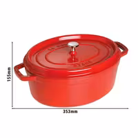 STAUB | Cocotte Oval Enamelled Cast Iron Casserole Dish – 290 mm Oval – Cherry Red