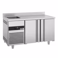 Rashladni pult PREMIUM - 1430x720 mm - 270 l - Ventilirano hlađenje - s 2 vrata - s 1 korita - Leđni podignuti rub