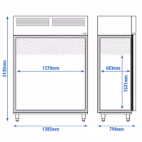 Szafa mroźnicza piekarnicza Premium PLUS – stal nierdzewna – EN 600 x 400 – 1240 L – z 2 drzwiami