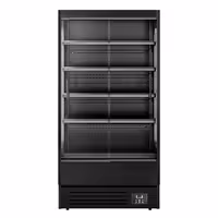 Commercial multideck display fridge - 1002mm - 440L - with 2 sliding glass doors & 4 shelves - Black