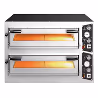 Electric Deck Pizza Oven - Twin Deck - Refractory Stone Deck - 6+6 x Ø 35cm (13.8") - up to 450°C - Mechanical Controls