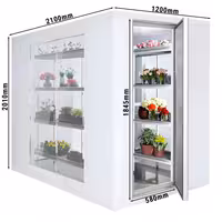 Külmkamber - 1200x2100 mm - 3,70 m³ - 3 klaasseinaga