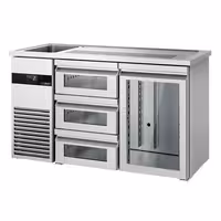 Pivski štand PREMIUM - 1550x700 mm - 1 Staklena vrata & 3 Staklene ladice