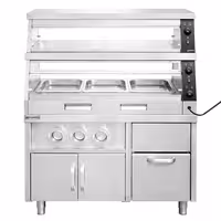 Grijani izložbeni ormar s baznom jedinicom – 1200 mm – 3,5 kW – za 3 GN 1/1 – 2 police – pojedinačno upravljano