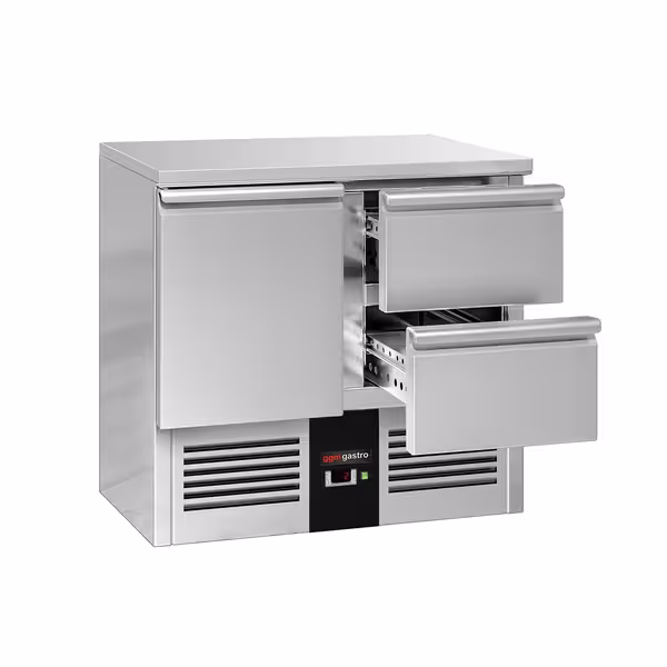 Rashladni pult PREMIUM - 900x700 mm - 220 l - Statičko hlađenje - s 1 vrata - s 2 ladica - bez podignutog ruba
