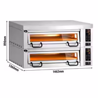 Electric Deck Pizza Oven Power - Twin Deck - Refractory Stone Deck - 9+9 x Ø 34cm (13.4") - Digital Controls - up to 450°C - incl. Stainless steel hood