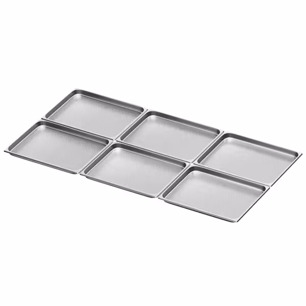 (6 szt.) Pojemnik GN 2/1 – perforowany – stal nierdzewna – wysokość: 40 mm