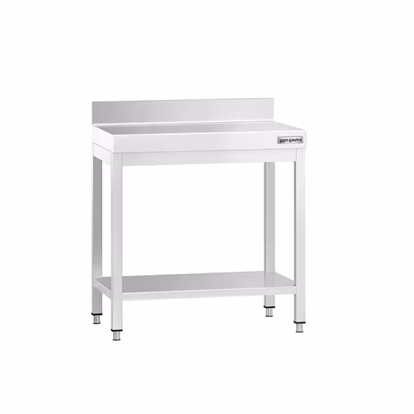 طاولة عمل ستانلس ستيل PREMIUM - 600x600mm - مع رف سفلي & حاجز خلفي