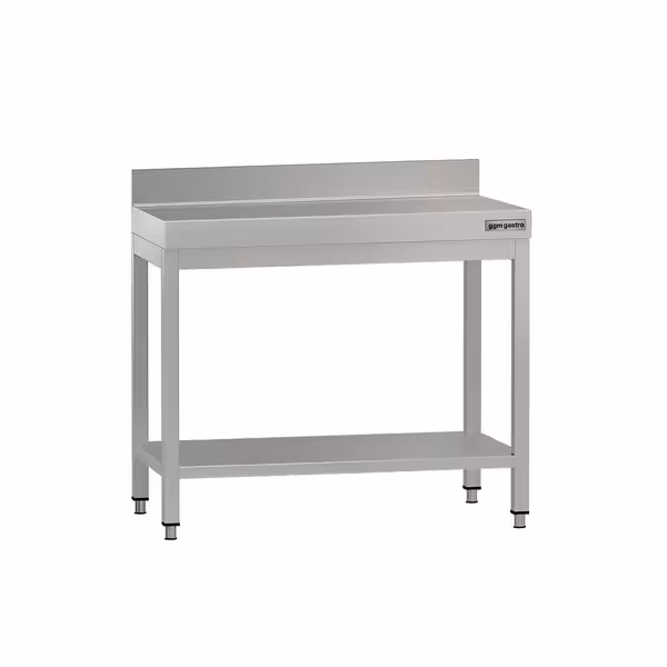 طاولة عمل ستانلس ستيل ECO - 800x600mm - مع رف سفلي & حاجز خلفي