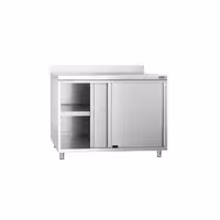 خزانة قاعدية ستانلس ستيل PREMIUM - 1000x600mm - أبواب منزلقة - مع حاجز خلفي