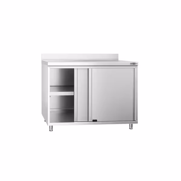 خزانة قاعدية ستانلس ستيل PREMIUM - 1000x600mm - أبواب منزلقة - مع حاجز خلفي