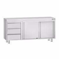 خزانة قاعدية ستانلس ستيل KOPENHAGEN ECO - 1800x700mm - أبواب منزلقة - وحدة أدراج 3 يسار