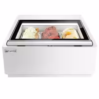 Countertop Ice Cream Display Freezer - 670mm - Static cooling - for 3 x 5 litres Napoli pans - White - hinged glass lid