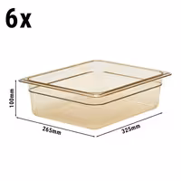 (6 szt.) CAMBRO | Pojemnik GN 1/2 H-PAN™ – wysokość: 100 mm – odporny na wysoką temperaturę – bursztynowy