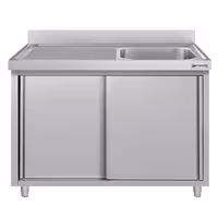 Sudoper s ormarićem ECO - inox - 1400 x 600 mm - sa 2 korita - korita sredina