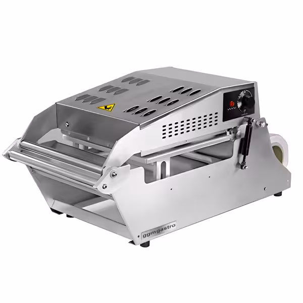 Tálcazáró gép - 1 kW - Szerszám: 270x250 mm - Fóliatekercs: 245 mm