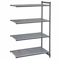 CAMBRO | Regał dodatkowy CAMSHELVING® Basics Plus – szerokość: 1480 mm – wysokość: 1830 mm – z 4 półkami wentylowanymi