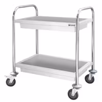 Catering Trolley - Commercial Service & Clearing Trolley - 750x400mm - 2 Tier - with quiet castors