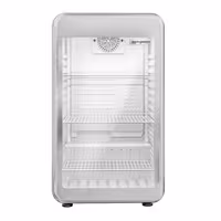 Commercial Mini Bar Refrigerator - 495mm - 113L - with 1 glass door & reversible hinges - Black/Silver - Double-glazed glass door