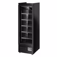 Commercial multideck display freezer - 630mm - 443L - with 1 double‑glazed hinged glass door & 5 shelves - Black