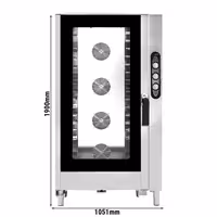 Commercial Electric Bakery Combi Oven - Manual Controls - 16x EN 600x400 - incl. Trolley, Direct steam injection, Humidity control