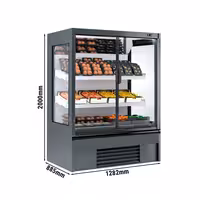 Commercial multideck display fridge - 1330mm - 569L - with 2 hinged glass doors & 2 shelves - Anthracite