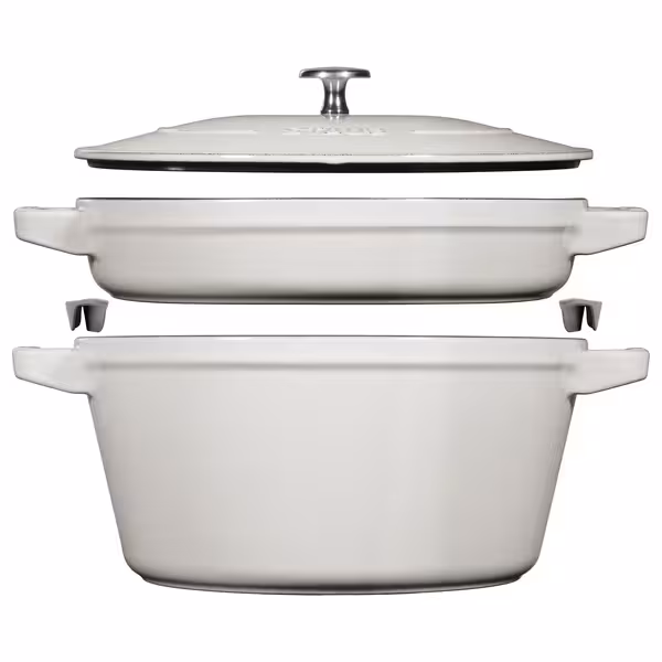 STAUB | STACKABLE SET - Kochtopfset - 2-tlg - Ø 240mm - Gusseisen - Weisser Trüffel