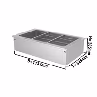 Toplovodna kupka ugradbena - 1135 mm - 2,19 kW - 3x GN 1/1