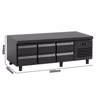 Podstawa chłodnicza – 2000 mm – 288 L – z 6 szufladami na GN 1/1 – czarny mat