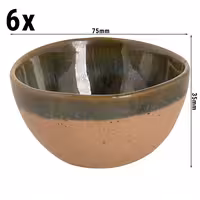 (6 pcs) Dessert Bowl - Wisteria - Stoneware - Ø 75mm - Green/Beige