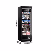 Commercial multideck display freezer - 630mm - 443L - with 1 double‑glazed hinged glass door & 5 shelves - Black