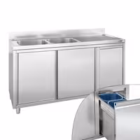 Ormarić sa sudoperom - 2000x600 mm - Sa kantom za otpatke & 2 sudopera na lijevoj strani